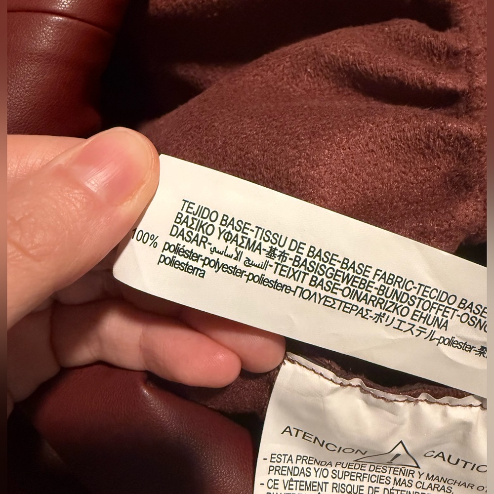 Zara: Maroon asymmetrical faux leather dress - Picture 8 of 9